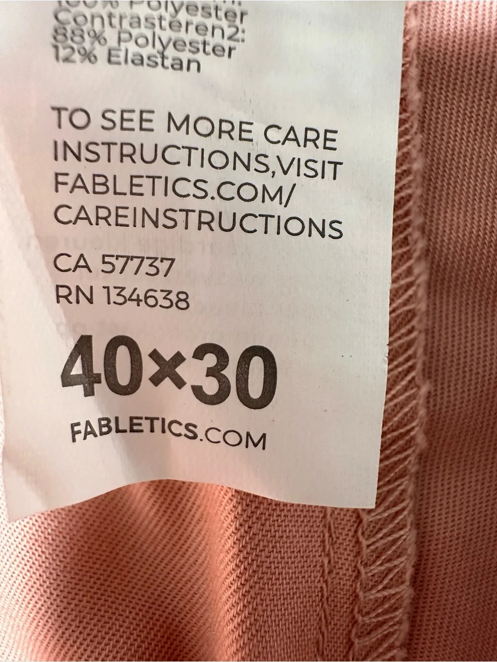 NWT Fabletics Men's High Side Chino Pants in Salmon 40x30